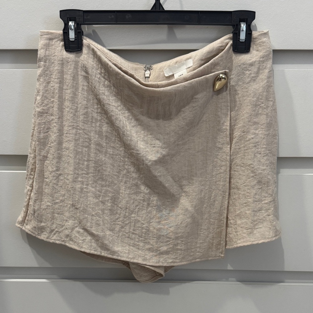 H&M Cream Wrap Skort with Gold Detail